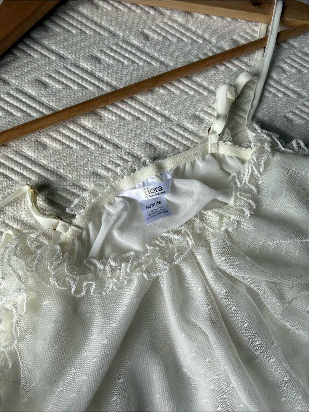 Flora Ivory Mesh Chemise with Ruffle Trim